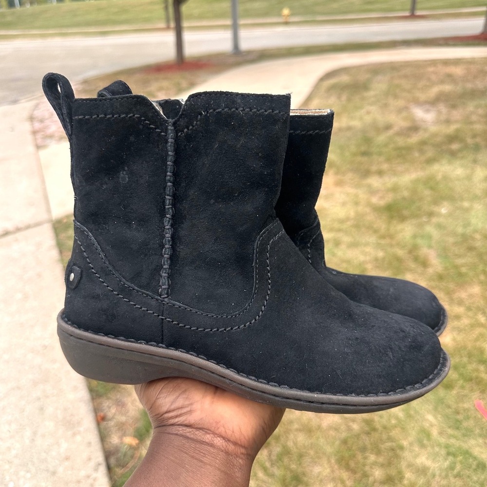 UGG Neevah Suede Side Zip Shearling Lined Ankle Boots Women's Size 7 Black - Picture 8 of 13